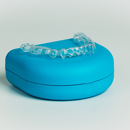 Clear aligner on top of case
